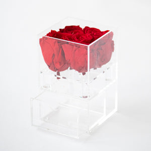 4 Roses with Drawer Preserved